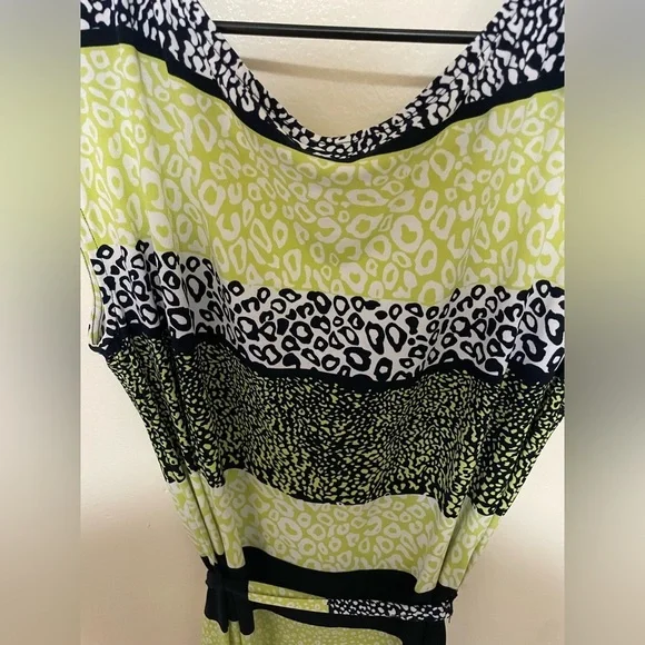 ✨Banana Republic Short Sleeve Green Cheetah Print Dress Size L - Picture 8 of 10